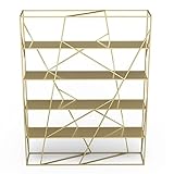 Bücherregale Mehrschicht Schmiedeeisen Wohnzimmer Partition Floor Bloorshelf Office Einfaches Buch Lagerregal gegen das Bücherregal der Wandkunst Bücherregale Standregal (Color : Gold, Size : S)