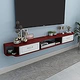 Schwebender TV-Ständerschrank, an der Wand montiertes TV-Regal mit Schublade und offenen Regalen, geeignet für Router, Set-Top-Boxen, DVD-Player/Gelb/140 cm/Rot/140 cm
