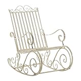 CLP Eisen-Schaukelstuhl SMILLA im Landhausstil I Schwingstuhl mit hoher Rückenlehne I erhältlich, Farbe:antik-Creme