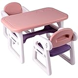 TinyGeeks Kindertisch mit 2 Stühlen Sicher für Kinder - NEU 2023 - Tisch für Kinderaktivitäten/Kinder Tisch Stuhl Set - Home-Schooling - Sitzgruppe Kinder - Lila und Pink