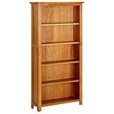 Keyur Bücherregal, Standregal Bücherschrank Büroregal Bücherregal 5 Fächer 70x22x140 cm Massivholz Eiche