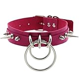 mingxinshangdian Hot Harajuku Rock Spike Collar Choker Halsketten Frauen Rose Farbe PU Leder Choker Punk Gothic Hals Festival Schmuck Party Geschenke