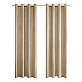 MRTREES Verdunklungsvorhänge Samtvorhang Thermovorhang Kälteschutz Gardinen mit Ösen Vorhang Blickdicht Taupe 2er Set 225x140cm (HxB) für Hotels Wohnzimmer Schlafzimmer Büro