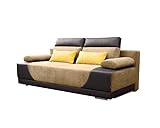 BETTSO -Sofa Mit Schlaffunktion und Bettkasten, Couch für Wohnzimmer, Sofa Federkern Sofagarnitur Polstersofa Wohnlandschaft mit Bettfunktion-GREG Kupfer+Dunkelbraun