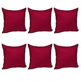 WOLTU® KB5150bdQ2-3, 6X Kissenbezug Kissenhülle 100% Baumwolle mit Reissverschluss, 6er Set Sofakissen Dekokissen Kopfkissen Hülle Bezüge Bezug, 35x35 cm, Bordeaux