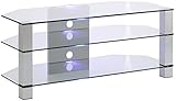 MAJA Möbel TV-Rack, Glas, Metall Alu - Klarglas, 120,00 x 50,00 x 50,00 cm, 1653 9499