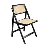 LIM Home Essstuhl Holz/PVC-Rattanstuhl Klappstuhl aus Holz und PVC Gewebe MESH | Schwarz