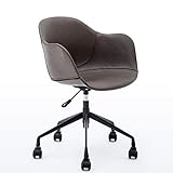 Ergonomischer Bürostuhl mit mittlerer Rückenlehne, moderner Konferenzstuhl, höhenverstellbarer Drehstuhl, Schreibtischstuhl (braun 60 x 52 x 80)
