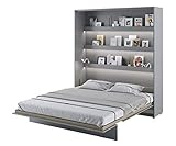 Schrankbett Bed Concept, Wandklappbett mit Lattenrost, V-Bett, Wandbett Bettschrank Schrank mit integriertem Klappbett Funktionsbett (BC-13, 180 x 200 cm, Grau/Grau, Vertical)