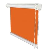 INTERDECO Verdunkelungsrollo/Thermo Rollo, Orange BxH 60 x 175 cm, Klemmfix Rollos ohne Bohren, Seitenzugrollos mit Silberbeschichtung