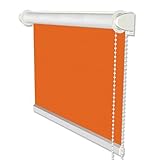 INTERDECO Verdunkelungsrollo/Thermo Rollo, Orange BxH 75,5 x 175 cm, Klemmfix Rollos ohne Bohren, Seitenzugrollos mit Silberbeschichtung