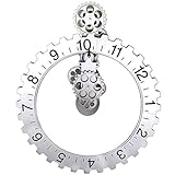 3D-Wanduhr für den Außenbereich, großes Zahnrad-Wanddrehgetriebe, mechanische Uhr, dekorativer Kalender, für Zuhause, Raumdekoration, Büro, Café, Grau (Grau) Beautiful Scenery