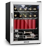 Klarstein Mini Kühlschrank mit Glastür, Mini-Kühlschrank für Zimmer, Getränkekühlschrank Klein mit Verstellbaren Ablagen, Kleiner Kühlschrank mit Wellenform-Racks, 60 Liter Kühlschrank Leise