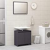 KIPPOT Waschbeckenunterschrank Badezimmermöbel, Badezimmermöbel-Set, Sperrholz, grau, mit 2 Türen + geräumiges Fach für Waschbecken im Badezimmer