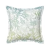 Leder-Kissenbezug, grünes Meeresblau, Seealgen, Überwurf-Kissenbezug, Heimdekoration, für Wohnzimmer, Schlafzimmer, Sofa, Stuhl, 45,7 x 45,7 cm