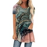 2023 Sommer Herbst Winter Damen Sommer Top Casual Print Lose T-Shirt Raglan Kurze Ärmel Runder Patch, rose, XXL