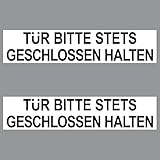 GreenIT 2 Sticker Tür Bitte stets geschlossen halten PVC Aufkleber 20cm Hinweis Schild für Tür zu schließen Tor in Geschäft Arzt Praxis Kanzlei