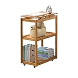 PTTRNS Bücherregal Kleiner Bücherregal DREI-Schicht-Rädernabnehmbares Lagergestell Magazine CD Audio Rack Bücherregal Höhe 29,52 Zoll Raumteiler Regal