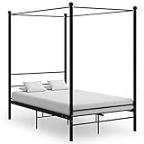 Tidyard Himmelbett Metallbett Bett Bettrahmen Bettgestell Jugendbett mit Lattenrost Doppelbett/Einzelbett Gästebett Schlafzimmermöbel Schlafzimmerbett Schwarz Metall 120x200 cm