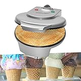 Hörnchen Waffeleisen für Eiswaffeln - Eiswaffeleisen 1200 Watt - Hörncheneisen für Hauchdünne Waffeln - Hörnchenautomat mit Kegel inkl Pflegetuch - Backfläche 18 cm