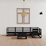 TECHPO 6-teiliges Gartenlounge Set aus massivem Kiefernholz, schwarz, mit Farbe: Schwarz