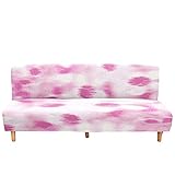 DOTBUY-SHOP Sofabezug Ohne Armlehnen, Mode Tie-dye Drucken Armlose Sofabettüberzug, Stretch Weich Schonbezug, Klappbar Sitzcouch, Sofa Schutz, für Klappsofa Bett (S-120~150cm,Rosa)