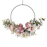 GLLUSA Türkranz Kranz Deko, Künstliche Blumen Orchidee Kranz Girlande Willkommen Girlande Türkranz Sommer Frühling Wandkranz Metall Deko Ringe for Hochzeit Wohnzimmer Hochzeit