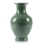 Chinesische Keramikkunst, handgefertigt, antike Eisriss-Glasur, große Porzellan-Blumenvase für Heimdekoration (grün)