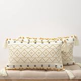 hi-home 2er Set Boho Kissenbezüge, Kissen Boho Style 30x50CM Gelb Kissenhülle Dekokissen Sofakissen mit Quasten, Modern Dekorative Kissenbezug Kopfkissenbezug für Sofa Schlafzimmer Wohnzimmer