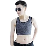 BaronHong Tomboy Trans Lesbische Baumwolle Brust Binder Plus Size Short Tank Top mit stärkeren Gummiband (dunkelgrau, XL)