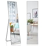 COSTWAY 160 x 40 cm Ganzkörperspiegel, 2 in 1 Standspiegel und Wandspiegel, Ankleidespiegel, Garderobenspiegel für Schlafzimmer, Wohnzimmer und Eingangsbereich (Silber)