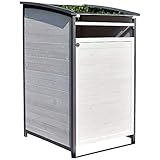 Melko Mülltonnenbox Einzelbox 120 Liter aus Holz Anthrazit/Weiß 73 x 85 x 127 cm, inkl. Rückwand