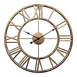 VALCLA Wanduhr Modern Wohnzimmer Leise Wanduhr, Batteriebetrieben, Vintage, Römische Ziffern, Metallskelett, Dekorative Uhr Für Zuhause, Büro, Schule Schlichte Wanduhr (Color : Bronze, Size : 7 3/8)