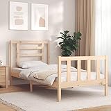 Tidyard Massivholzbett mit Kopfteil Holzbett Bettgestell Jugendbett Doppelbett/Einzelbett Holzbetten Bettrahmen Seniorenbett Gästebett Bett Holz 3FT Single