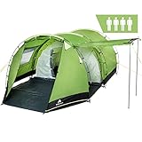 CampFeuer Zelt Super+ für 4 Personen | Grün | Großes Tunnelzelt mit 2 Eingängen und Vordach, 3000 mm Wassersäule | Gruppenzelt, Campingzelt, Familienzelt
