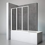 Schulte D1300 04 50 Duschwand Well, 127 x 140 cm, 3-teilig faltbar, 3 mm Sicherheitsglas Klar hell, apin-weiß, Duschabtrennung für Wanne