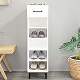 XIAOGUANG Schuhschrank, Schuhbank, Shoe Rack, Schuhe Schrank, Schuhkommode, Schuhregal, Mehrzweckschrank, Hochglanz-Weiß 30x35x105 cm Holzwerkstoff