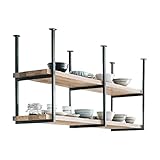 DSVONAUS Retro Industrie LOFT Restaurant Eisen Massivholz Deckenregal, 2 Etagen Regale Regal/Bar Hängende Dekoration Lagerregal (80×30×60cm)