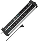 Brennenstuhl Premium-Protect-Line Gaming-Steckdosenleiste 14-Fach mit 2X Schalter und Überspannungsschutz (3m Kabel, 2-Fach USB 3,1 A, Made in Germany)