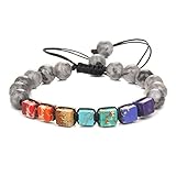 ARINAL Quadratische Perlen-Wickelarmbänder for Männer, verstellbares geflochtenes Armband, grüner afrikanischer Steinschmuck, Lava, verstellbar Steine (Color : Green, Size : Adjustable)