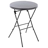 Nexos Stehtisch Partytisch Rattan-Optik rund klappbar Bistrotisch Empfang Klapptisch Kunststoff Metallgestell stabil pflegeleicht H 110 cm x Ø 80 cm anthrazit grau