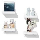 SRIWATANA Kleine Schweberegal Holz 10 cm Wandregal Weiß 4er-Set Mini Regal Modern Dekoration für Schlafzimmer Wohnzimmer Badezimmer Küche