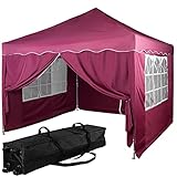 INSTENT Pavillon 3 x 3 m Basic wasserdicht UV Schutz 50+, rot mit 4 Seitenteilen