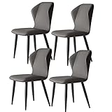 Modernes 4er-Set Esszimmerstühle aus PU-Leder mit weichem Rückenlehnenkissen und Stuhlfüßen aus Karbonstahl für Esszimmerstühle im Wohnzimmer, Schlafzimmer, Küche (Farbe: Grau, Größe: A)