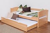 Einzelbett/Funktionsbett 'Easy Premium Line' K1/s Voll inkl. 2. Liegeplatz und 2 Abdeckblenden, 90 x 200 cm Buche Vollholz massiv Natur