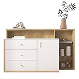 ATHRZ Sideboard ，Kommode Mit 1 TüRen 3 Schubladen Und 1 Offenem Fach, Schlafzimmer Kommode 40 cm Breit Weiß Sideboard BüRo