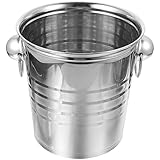 BESTonZON Edelstahl Eiswürfel Eimer Eiswürfelbehälter Weinkühler 9l Eiskübel Sektkühler Blecheimer Biereimer Eiseimer Metalleimer Sektkübel Weinkübel für Picknick KTV BBQ Party Silber