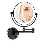 QISUO Wandmontierter Make-up-Spiegel für Badezimmer, zweiseitig, ausziehbar, um 360 Grad drehbar, Steckerbetrieb