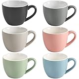 homEdge Mini-Espressotasse aus Porzellan, 90 ml, kleine Cofffee-Tassen, Demitasse, für Espresso, Tee, 6 Stück, mehrfarbig
