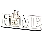 Deko Home Aufsteller Holz - Bowler - 28x12 cm Holzdeko zum hinstellen Buchstaben Schriftzug Wohnzimmer Tischdeko Dekoration Fensterbank